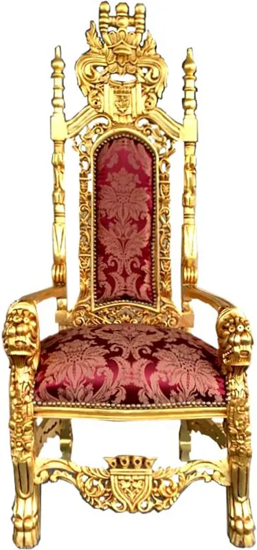 Expressversand Casa Padrino Barock Thron Sessel Bordeaux Muster / Gold Königssessel - Hochzeitssessel - Riesensessel