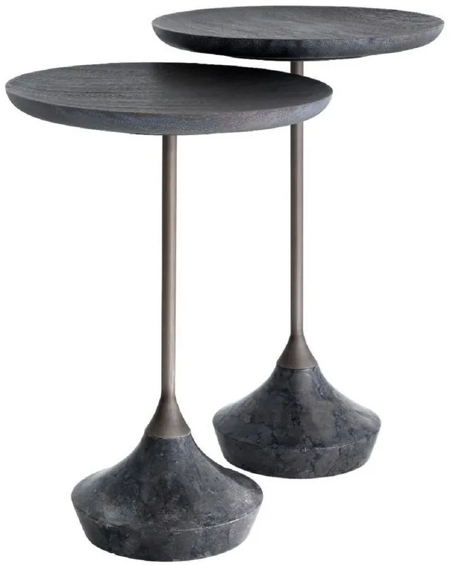 Echt Casa Padrino Luxus Beistelltisch Set Grau / Bronze Ø 35 cm - Runde Marmor Tische - Luxus Wohnzimmer Möbel