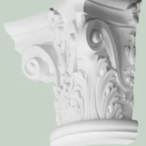 Casa Padrino Barock Zierelement Säulen Kopfteil Weiß 36 x 18 x H. 30 cm - Prunkvolle Wanddeko - Barock Deko Direktkauf