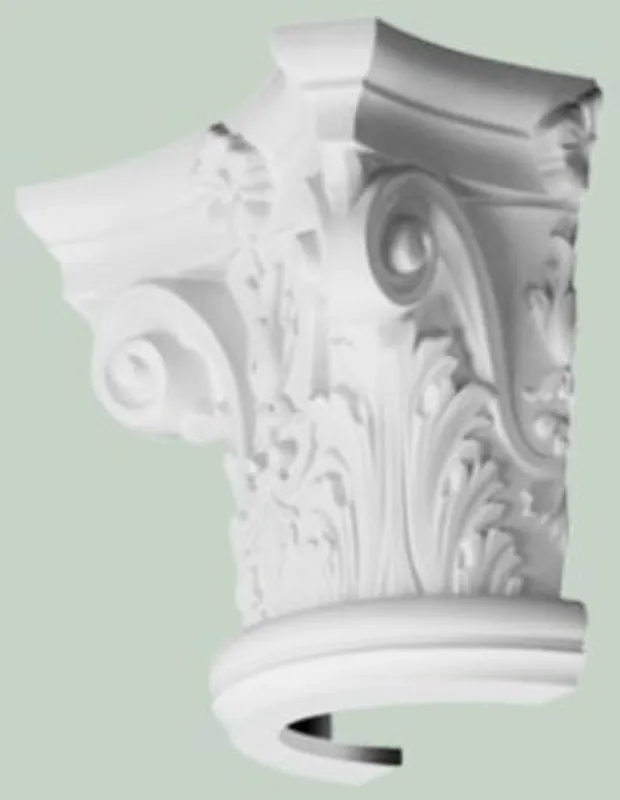 Casa Padrino Barock Zierelement Säulen Kopfteil Weiß 36 x 18 x H. 30 cm - Prunkvolle Wanddeko - Barock Deko Direktkauf