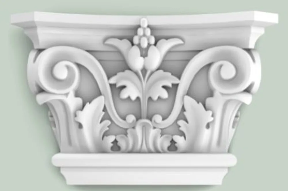 Abverkauf Casa Padrino Barock Zierelement Säulen Kopfteil Weiß 22,8 x 6,2 x H. 14,9 cm - Wanddeko im Barockstil