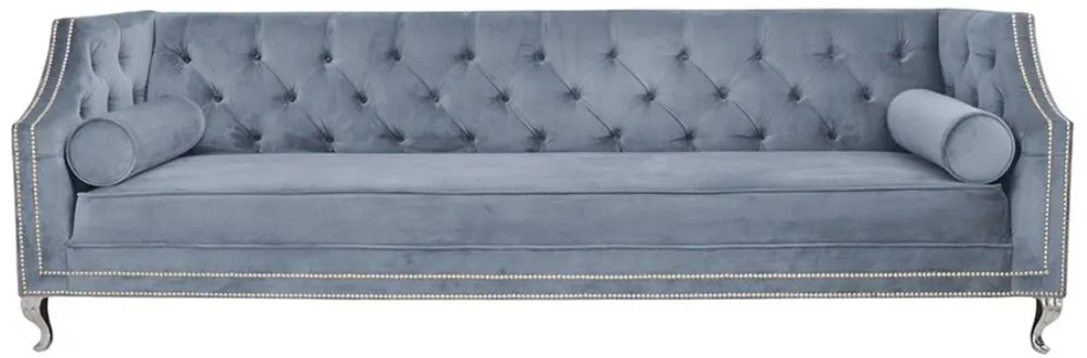 Casa Padrino Luxus Chesterfield Samt Sofa mit Kissen 225 x 84 x H. 76,5 cm - Verschiedene Farben - Chesterfield Wohnzimmer Möbel Rabatt
