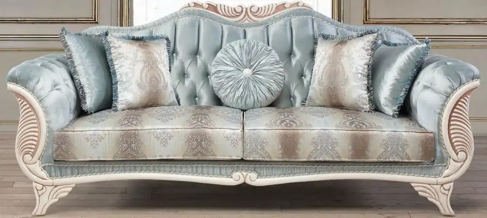 Preiswert Casa Padrino Luxus Barock Wohnzimmer Sofa mit dekorativen Kissen Türkis / Creme / Bronze 232 x 87 x H. 96 cm - Wohnzimmermöbel im Barockstil
