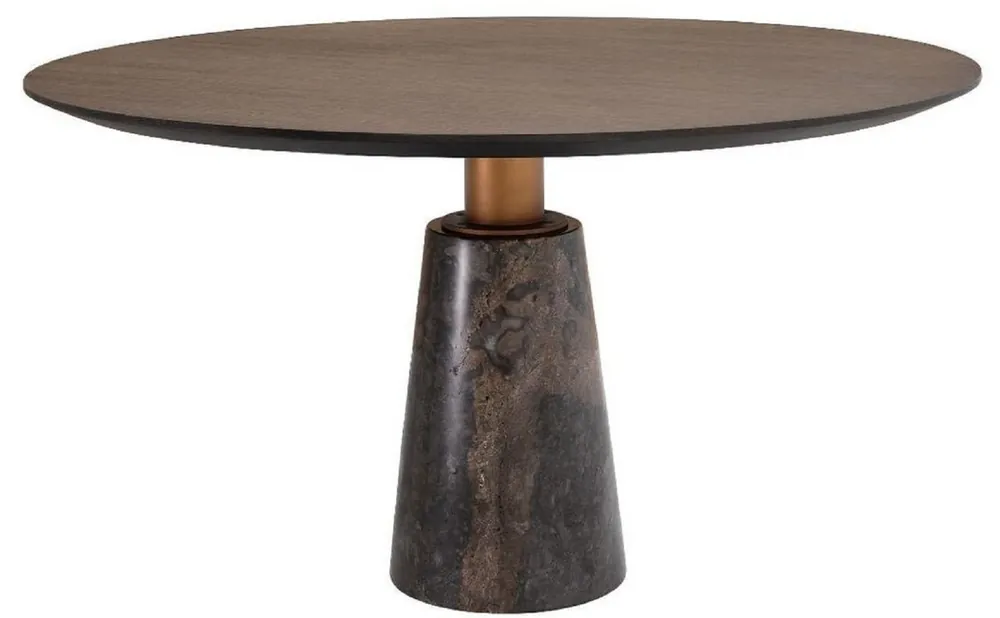 Preis Gesenkt Casa Padrino Luxus Esstisch Grau Ø 132 x H. 76 cm - Runder Marmor Küchentisch - Luxus Esszimmer Möbel