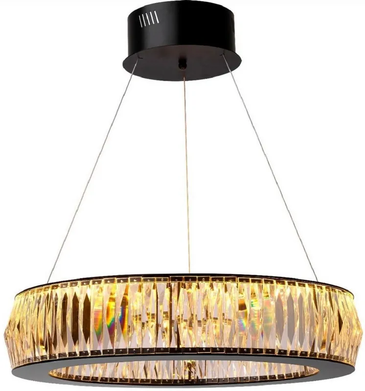 Solange Der Vorrat Reicht Casa Padrino Luxus LED Kronleuchter Schwarz Ø 63 x H. 170 cm - Moderner runder Kristallglas Kronleuchter - Luxus Qualität