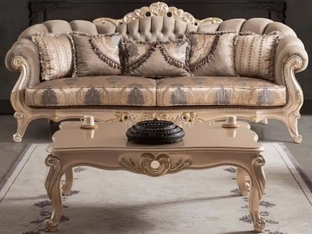 Online Kaufen Casa Padrino Luxus Barock Wohnzimmer Sofa mit Kissen Taupe / Bronze / Gold 243 x 89 x H. 106 cm - Barock Möbel