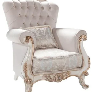 Saisonangebot Casa Padrino Luxus Barock Wohnzimmer Sessel mit Kissen Hellgrau / Weiß / Antik Bronze 95 x 75 x H. 120 cm - Möbel im Barockstil