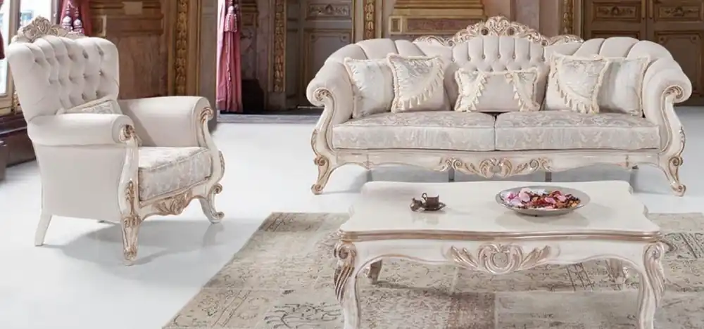 Casa Padrino Luxus Barock Wohnzimmer Set Hellgrau / Weiß / Antik Bronze - 2 Sofas & 2 Sessel & 1 Couchtisch - Wohnzimmer Möbel im Barockstil - Edel & Prunkvoll Bestpreis