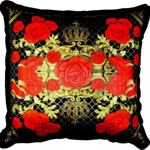 Jetzt Bestellen Riesiges XXL Luxus Barock Kissen "Roses" Pompöös by Casa Padrino von Harald Glööckler 80 x 80 cm mit funkelnden Glitzersteinen