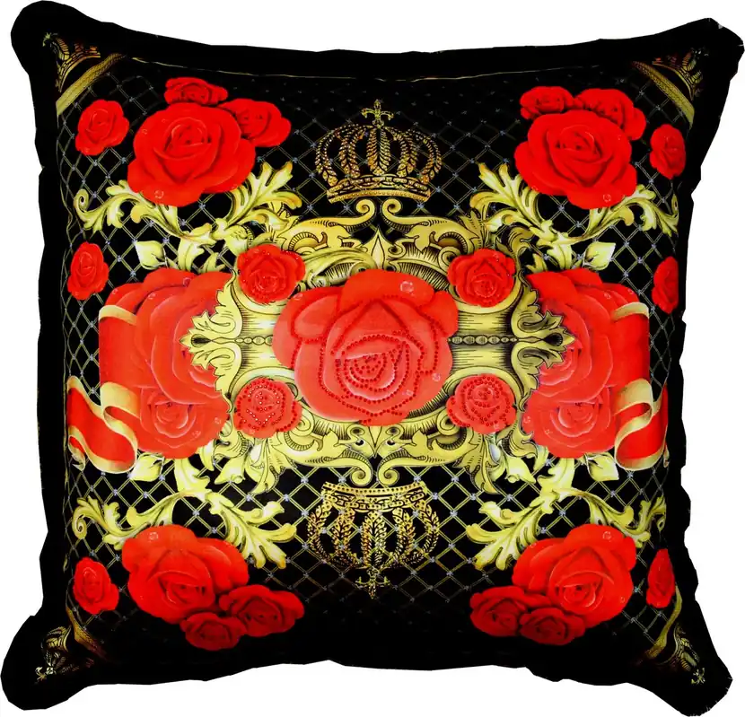 Jetzt Bestellen Riesiges XXL Luxus Barock Kissen "Roses" Pompöös by Casa Padrino von Harald Glööckler 80 x 80 cm mit funkelnden Glitzersteinen