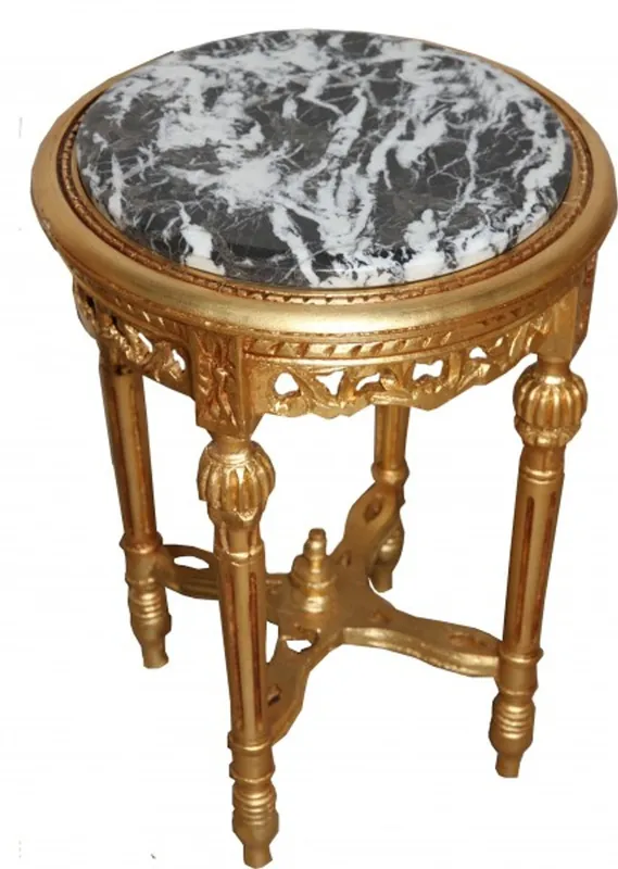 Casa Padrino Barock Beistelltisch Rund Gold 53 x 38 cm Antik Stil - Möbel Top-Preis