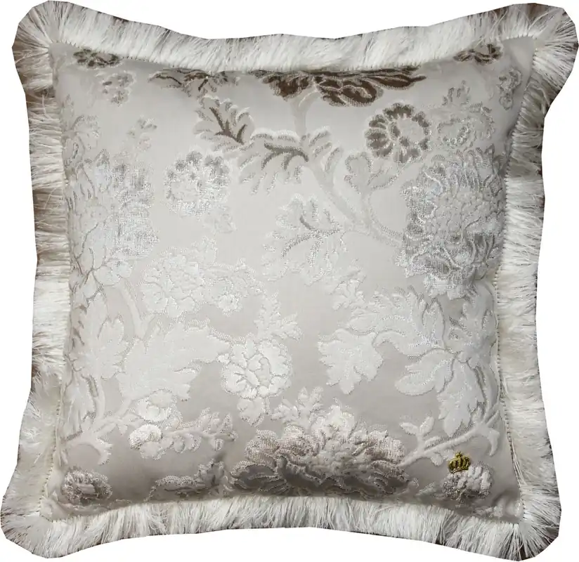 Online Kaufen Luxus Kissen Pompöös by Casa Padrino von Harald Glööckler Elegance Collection Barock Muster Creme / Creme 50 x 50 cm - Luxuskissen