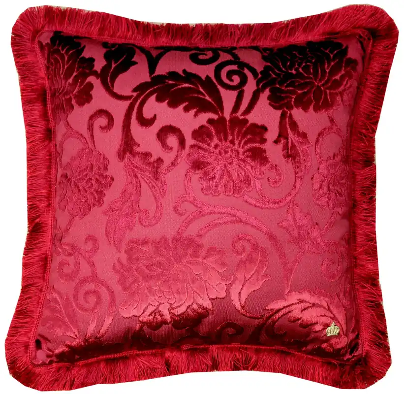 Top-Seller Luxus Kissen Pompöös by Casa Padrino von Harald Glööckler Elegance Collection Barock Muster Bordeaux Rot 50 x 50 cm - Luxuskissen