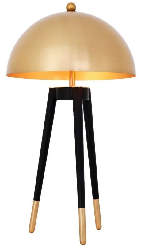 Casa Padrino Luxus Tischleuchte Gold / Schwarz Ø 38,5 x H. 69 cm - Moderne Dreibein Tischlampe mit rundem Metall Lampenschirm Top-Preis