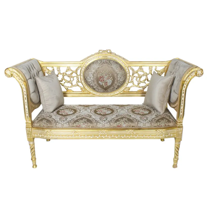 Bestseller Casa Padrino Barock Sitzbank Grau Creme Muster / Gold 155 x 50 x H. 70 cm - Antikstil Sitzbank