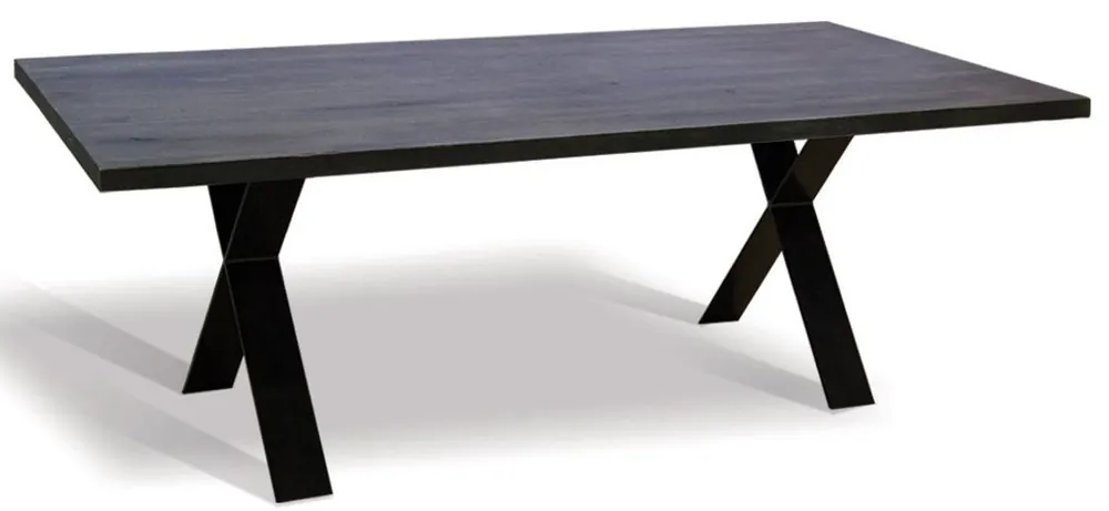 Bestpreis Casa Padrino Luxus Massivholz Esstisch - Verschiedene Größen & Farben - Küchentisch mit rustikaler Eichenholz Tischplatte und Metallbeinen - Esszimmer Tisch