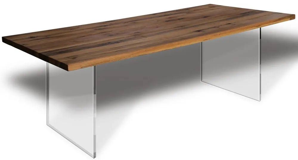 Jetzt Kaufen Casa Padrino Luxus Esstisch - Verschiedene Farben & Größen - Küchentisch mit rustikaler Massivholz Tischplatte und Glasbeinen - Esszimmer Tisch
