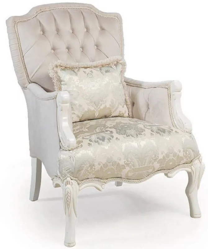Jetzt Kaufen Casa Padrino Luxus Barock Wohnzimmer Sessel mit dekorativem Kissen Hellrosa / Weiß / Beige 85 x 85 x H. 115 cm - Barock Möbel