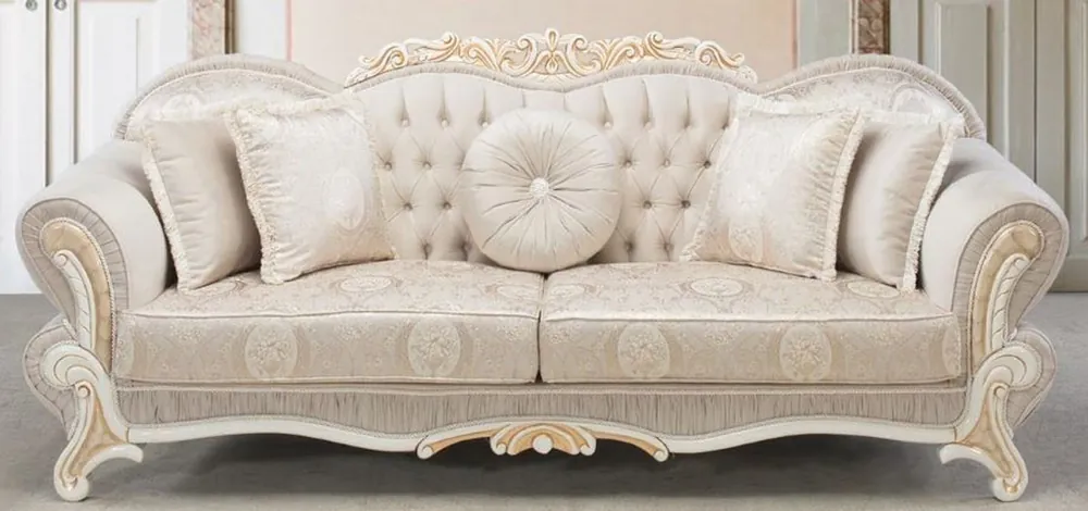 Angebot Casa Padrino Luxus Barock Sofa Hellrosa / Weiß / Gold 237 x 90 x H. 99 cm - Wohnzimmer Sofa mit dekorativen Kissen - Barockstil Möbel
