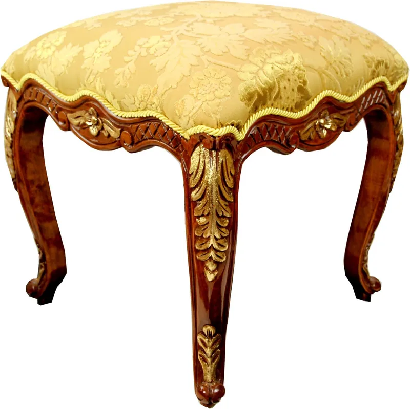 Saisonangebot Pompöös by Casa Padrino Luxus Barock Sitzhocker Eckig Gold Muster / Braun Gold - Pompööser Barock Hocker designed by Harald Glööckler