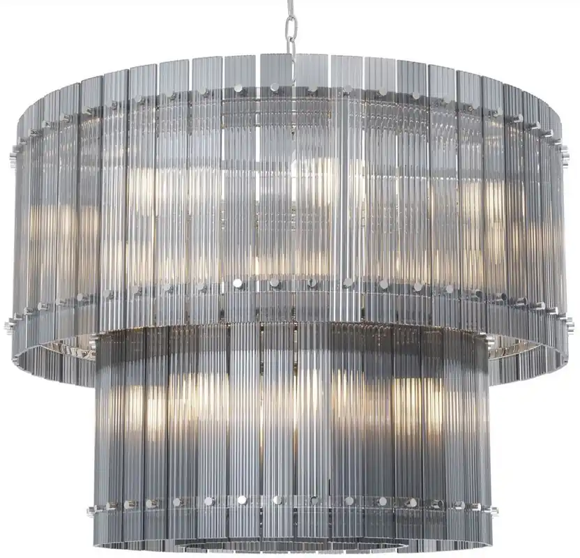 Neue Ware Casa Padrino Luxus Kronleuchter Grau / Silber Ø 93 x H. 70 cm - Runder Hotel & Restaurant Kronleuchter - Luxus Qualität