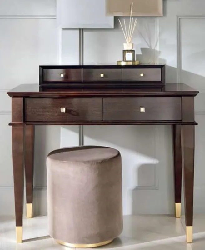 Jetzt Bestellen Casa Padrino Luxus Neoklassik Schminktisch mit 5 Schubladen Braun / Gold 100 x 50 x H. 81 cm - Art Deco Möbel
