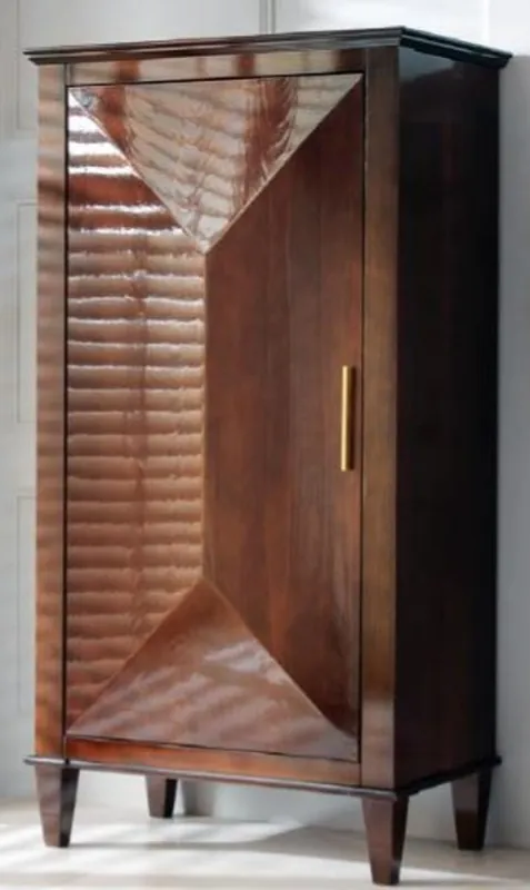 Casa Padrino Luxus Neoklassik Massivholz Schrank Braun / Gold 79 x 45 x H. 147 cm - Wohnzimmerschrank mit Tür - Wohnzimmer Möbel Finale Aktion