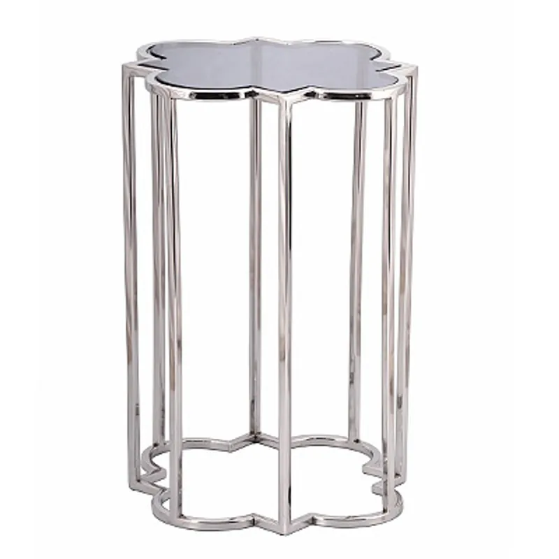 Casa Padrino Luxus Beistelltisch Edelstahl poliert mit schwarzem Spiegelglas 39 x 39 x H56 cm - Luxus Art Deco Möbel Angebot