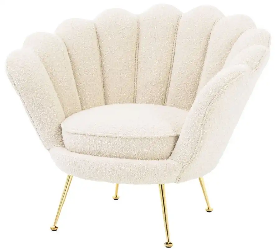 Casa Padrino Designer Art Deco Wohnzimmer Sessel Weiß / Messingfarben 96,5 x 79 x H. 78 cm - Luxus Wohnzimmermöbel Neue Kollektion