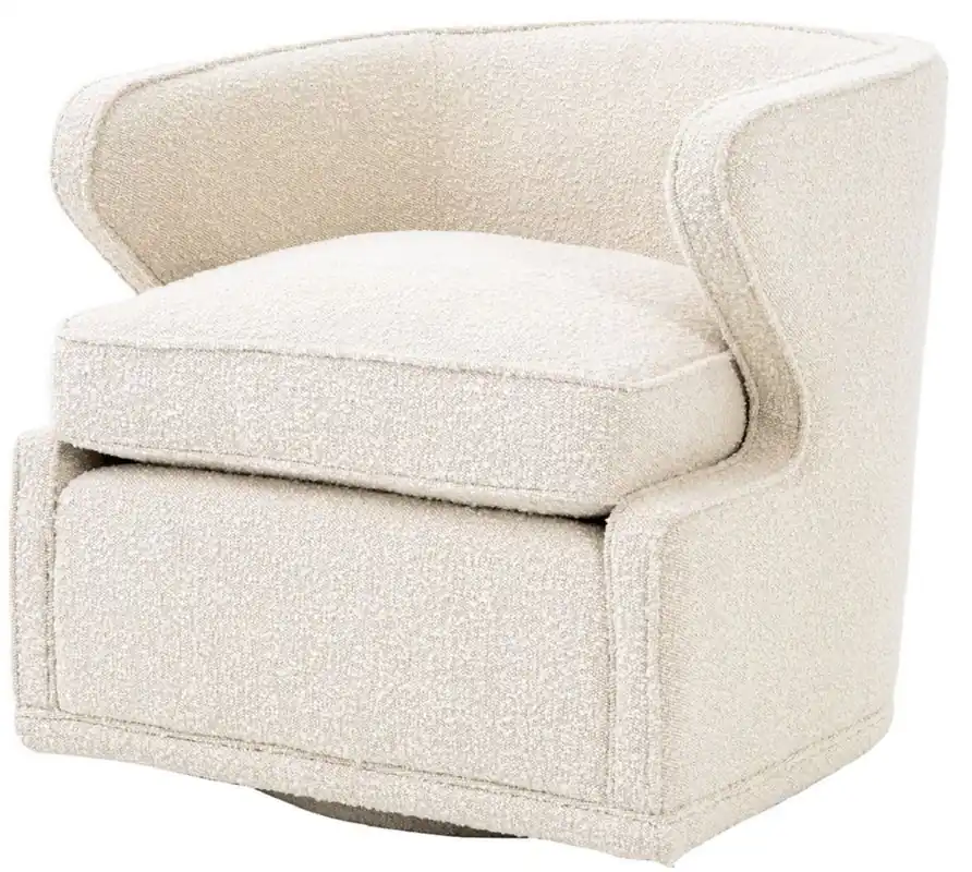 Preisknaller Casa Padrino Luxus Drehsessel Cremefarben 75 x 80 x H. 73 cm - Wohnzimmer Sessel - Luxus Qualität
