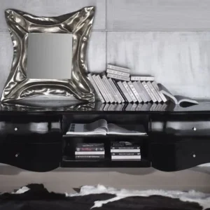 Markenprodukt Casa Padrino Luxus Neo Barock TV Kommode Schwarz Hochglanz 220 x 53 x 53 cm - Neobarock Fernsehschrank Sideboard