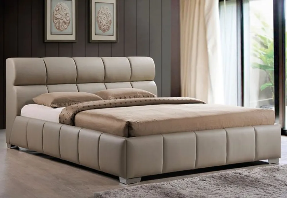Abverkauf Casa Padrino Luxus Doppelbett Cappucciono 176 x 237 x H. 93 cm - Massivholz Bett mit Kunstleder - Schlafzimmer Möbel