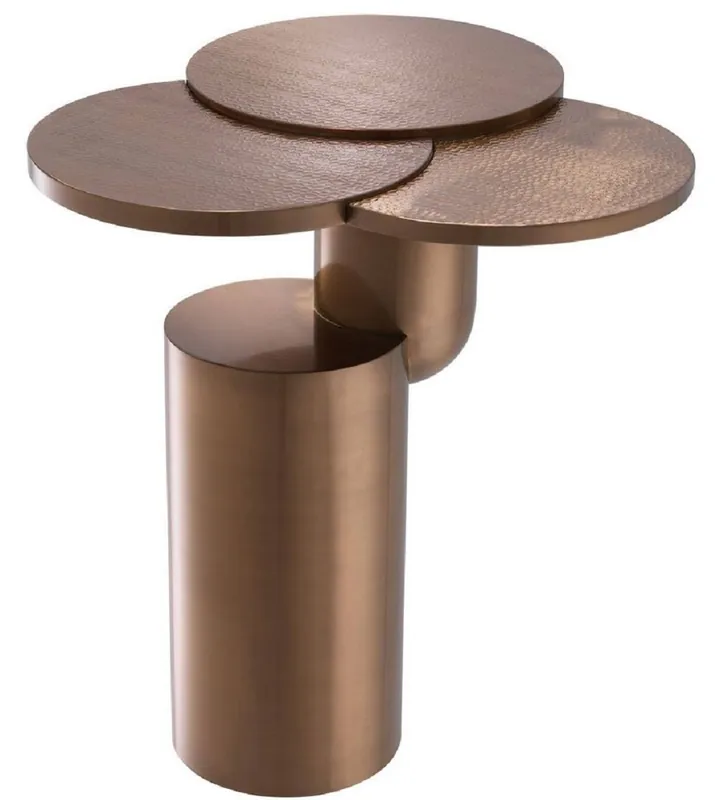 Casa Padrino Luxus Beistelltisch Kupferfarben Ø 57 x H. 61,5 cm - Designer Edelstahl Tisch - Wohnzimmermöbel - Luxus Kollektion Bestpreis