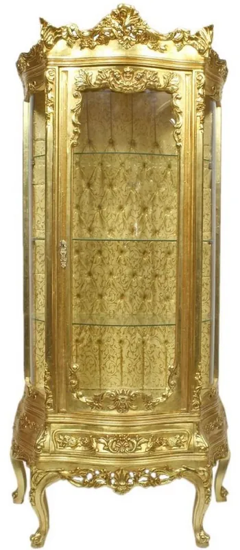 Wochenendangebot Casa Padrino Barock Vitrine Gold 80 x 40 x H. 200 cm - Prunkvoller Barock Vitrinenschrank mit Glastür und wunderschönen Verzierungen - Barock Möbel