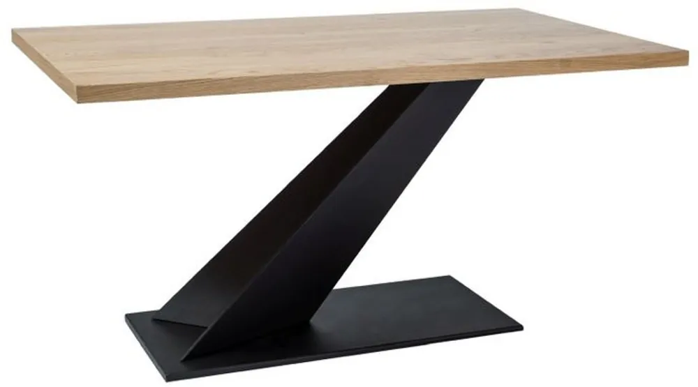 Casa Padrino Designer Massivholz Esstisch Naturfarben / Schwarz 150 x 90 x H. 78 cm - Küchentisch mit massiver Eichenholz Tischplatte - Esszimmermöbel Markenware