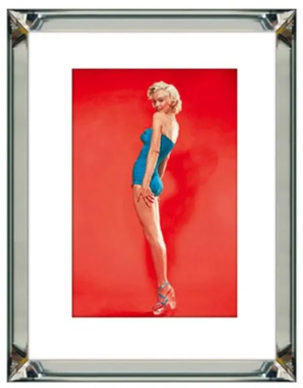 Zertifiziert Casa Padrino Designer Bild Marilyn Monroe mit verspiegeltem Bilderrahmen Silber / Mehrfarbig 60 x 4,5 x H. 80 cm - Dekoratives Wandbild - Wanddeko - Deko Accessoires