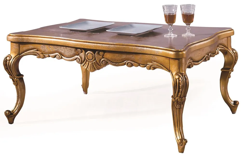 Casa Padrino Luxus Barock Couchtisch Antik Gold 100 x 90 x H. 45 cm - Wohnzimmertisch mit Glasplatte - Barockstil Wohnzimmer Möbel Direktkauf