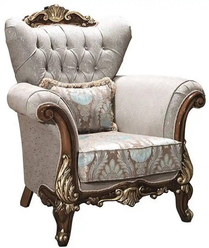 Casa Padrino Luxus Barock Wohnzimmer Sessel mit Glitzersteinen und dekorativem Kissen Silbergrau / Braun / Gold 112 x 83 x H. 115 cm - Barock Möbel Neue Ware