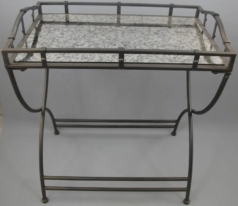 Casa Padrino Jugendstil Serviertisch mit antikem Spiegelglas Schwarz 70 x 46 x H. 80 cm - Gastronomie Accessoires Neue Ware