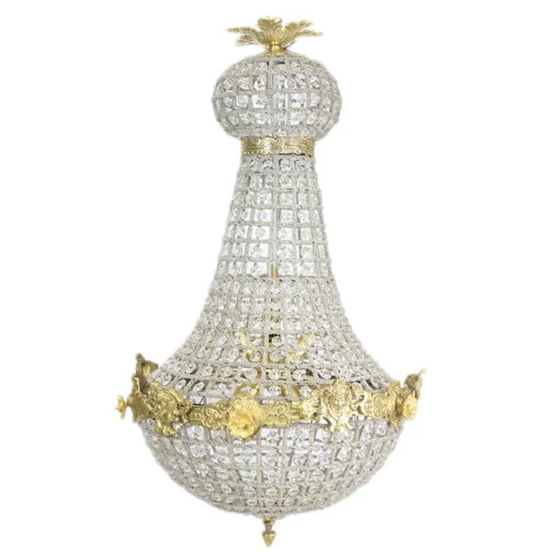 Barock Kronleuchter Gold mit Glaskristallen 50 x H 90 cm Antik Stil - Möbel Lüster Leuchter Hängeleuchte Hängelampe Preisknaller