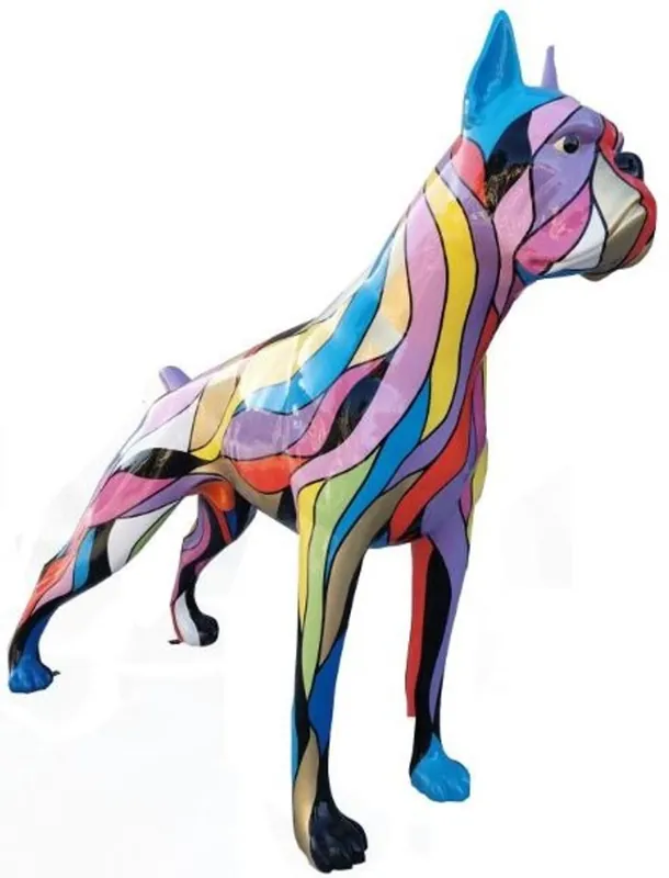 Wochenendangebot Casa Padrino Designer Dekofigur Boxer Hund Mehrfarbig 190 x H. 173 cm - Riesige Skulptur - Gartendeko