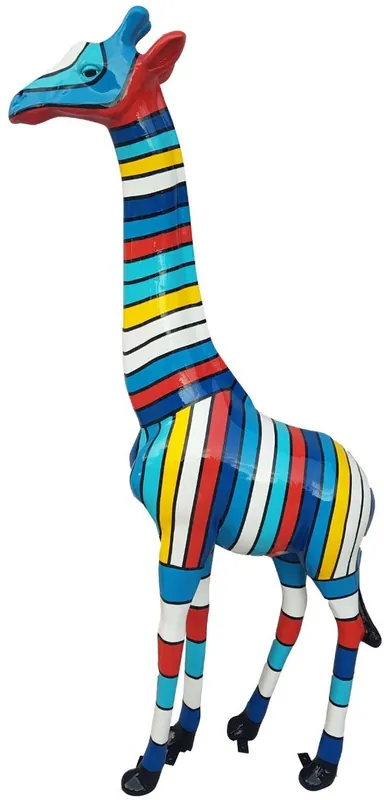 Casa Padrino Designer Deko Giraffe mit Streifen Mehrfarbig H. 205 cm - Riesige Dekofigur - Tierfigur - Gartendeko Skulptur - Gartenfigur Sonderaktion