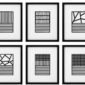 Casa Padrino Luxus Bilder 6er Set Abstrakte Kunst Schwarz / Weiß 55 x H. 65 cm - Kunstdrucke - Wandbilder - Luxus Wanddeko Top-Angebot