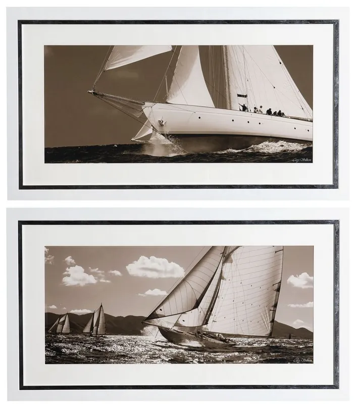Casa Padrino Luxus Bilder Set Yachten Segelschiffe 110 x H. 60 cm - Kunstdrucke - Wandbilder - Luxus Wanddeko Begrenztes Angebot