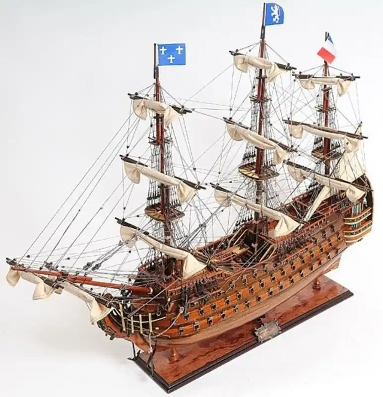 Super-Preis Casa Padrino Luxus Flaggschiff Royal Louis mit Massivholz Ständer Braun 94 x 30,5 x H. 91,4 cm - Handgefertigtes Deko Schiff Holzschiff Segelschiff