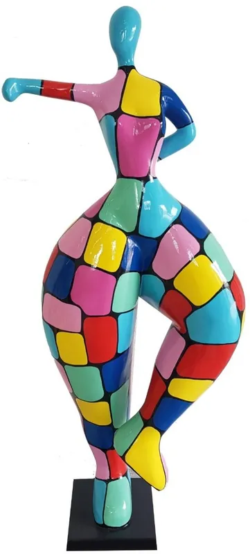 Casa Padrino Designer Deko Skulptur Frau beim Sport Mehrfarbig H. 132 cm - Dekofigur - Gartendeko Skulptur - Luxus Gartenfigur Bestpreis