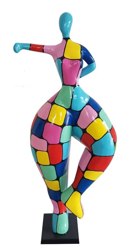 Casa Padrino Designer Deko Skulptur Frau beim Sport Mehrfarbig H. 85 cm - Dekofigur - Gartendeko Skulptur - Luxus Gartenfigur Bestseller