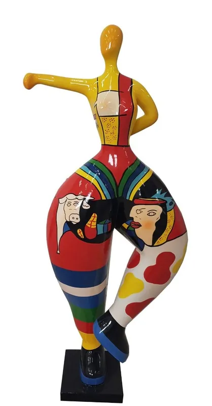 Casa Padrino Designer Deko Skulptur Frau beim Sport Mehrfarbig H. 85 cm - Gartendeko Skulptur - Luxus Gartenfigur Neuheit