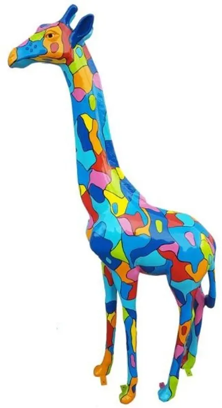 Casa Padrino Designer Deko Giraffe Mehrfarbig H. 205 cm - Riesige Dekofigur - Gartendeko Skulptur - Luxus Gartenfigur Wochenendangebot