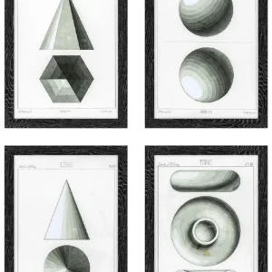 Top-Angebot Casa Padrino Luxus Bilder Set Sphärische Projektionen Schwarz / Weiß / Grau 59 x H. 83 cm - Kunstdrucke - Wandbilder - Wanddeko - Deko Accessoires